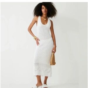 J. Crew White Crochet Maxi Dress Coverup NWOT